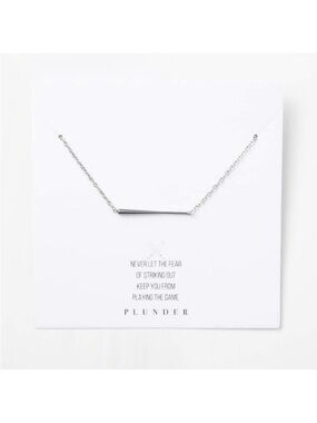 NEW Plunder Silver Minimal Baseball Bat Necklace